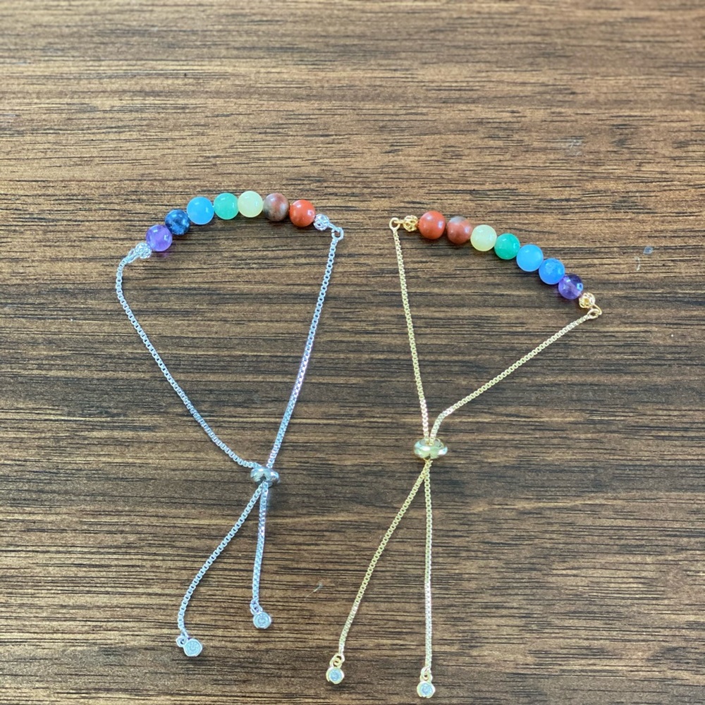 Silver Gemstone Chakra Bracelet